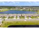 Scenic aerial view of the houses along the lake and the beautiful landscape at 6137 Blue Pond Way, St Cloud, FL 34771