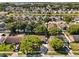 An aerial shot shows a community with a scenic pond, lush greenery, and well-spaced homes at 1360 Springfield St, Kissimmee, FL 34744