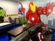 Amazing game room features custom murals with superhero theme, air hockey and comfortable seating at 1491 Rolling Fairway Dr, Davenport, FL 33896