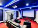 Custom Star Wars themed theater room with projector, comfortable seating and themed wall decor at 1491 Rolling Fairway Dr, Davenport, FL 33896