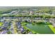 Expansive aerial view of a community with picturesque homes surrounding a serene lake at 3514 Forest Ridge Ln, Kissimmee, FL 34741