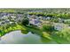 Scenic aerial view of lakefront homes in a lush, green community, reflecting tranquility and natural beauty at 3514 Forest Ridge Ln, Kissimmee, FL 34741