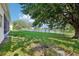 The fenced backyard overlooks a tranquil lake, complemented by lush greenery at 3514 Forest Ridge Ln, Kissimmee, FL 34741