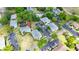 Aerial view of the condo community with mature trees, parking and an in-ground community pool at 576 Fairways Ln # M103, Ocala, FL 34472