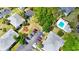 Aerial view of the community featuring ample parking, mature trees, and a refreshing community pool at 576 Fairways Ln # M103, Ocala, FL 34472