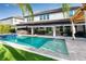 A tranquil backyard with a pool, spa, covered patio, and lush landscaping, offering ultimate relaxation and entertainment at 8109 Ludington Cir, Orlando, FL 32836