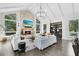 Bright living room features a stone fireplace, large windows, and comfortable seating at 840 Dyson Dr, Winter Springs, FL 32708