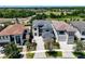 An aerial of the home showing a stone driveway, mature landscaping, and community at 1080 E Jack Nicklaus Ct, Kissimmee, FL 34747