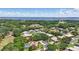 Aerial view of the community showcases lush greenery, a lake in the distance, and a golf course at 128 Lake Region Cir, Winter Haven, FL 33881