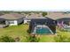 Aerial view of the backyard screened pool, offering privacy and outdoor enjoyment at 1925 Estuary Ln, Kissimmee, FL 34747