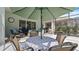 The covered patio is the perfect space for outdoor dining or relaxation with a built in barbecue at 1925 Estuary Ln, Kissimmee, FL 34747