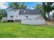 Spacious backyard featuring a large wooden patio and above ground pool with a privacy fence at 30746 Fairview Ave, Tavares, FL 32778