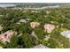 Aerial view showcases an estate surrounded by mature trees, a pool, and lush grounds at 6143 Cartmel Ln, Windermere, FL 34786