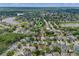 Aerial view of a residential neighborhood showcasing houses with manicured lawns, swimming pools and community lakes at 1018 Oceanbreeze Ct, Orlando, FL 32828
