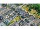 Overhead shot of gray and white townhomes featuring well-maintained lawns and street parking at 1123 Mahonia Ct, Lake Mary, FL 32746