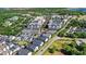 An aerial view of a residential area showcases modern townhomes, convenient retail, and lush greenery at 1123 Mahonia Ct, Lake Mary, FL 32746