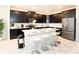 Modern kitchen with black cabinets, white countertops, a breakfast bar, and stainless steel appliances at 1577 Mulligan Blvd, Davenport, FL 33896