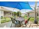 Inviting screened patio with an umbrella providing shade for comfortable outdoor dining at 433 Arcadia Lakes Dr, The Villages, FL 32162