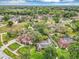 Expansive aerial view of the neighborhood showcasing lush greenery and well-maintained homes with swimming pools at 445 Songbird Way, Apopka, FL 32712