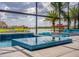 A stunning zero-entry pool with mosaic tiling is surrounded by comfortable patio seating, perfect for entertaining at 711 Windlass Ct, Kissimmee, FL 34746