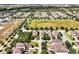 Expansive aerial view of a suburban neighborhood featuring lush green spaces, community parks, and well-maintained homes at 7809 Purple Finch St, Winter Garden, FL 34787