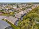 Aerial view of the neighborhood with a pond and well-maintained landscaping at 213 Hideaway Beach Ln, Kissimmee, FL 34746