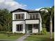 Charming two-story home featuring a modern design with white siding, green trim, and lush landscaping at 2980 Embark Trail, St Cloud, FL 34771