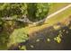 Aerial view of a sidewalk near a lake's edge, lined with trees at 109 Romney Marsh Rd, Longwood, FL 32779