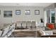 Well-lit dining area with a large table, comfortable seating, and stylish windows offering natural light at 1449 Fairview Cir, Reunion, FL 34747