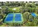 Aerial view of the community tennis and basketball courts, plus volleyball court, nestled among lush landscaping at 2781 Almaton Loop # 105, Kissimmee, FL 34747