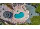 This aerial view features the community pool, whirlpool and cabana area at 6142 Westgate Dr # 204, Orlando, FL 32835