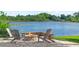 A cozy stone fire pit in a backyard with a scenic lake view, providing a relaxing outdoor gathering spot at 645 Manor Rd, Maitland, FL 32751