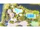 Aerial view of the community pool, tennis courts, basketball court and picnic shelters at 9126 Shadowbrook Trl, Orlando, FL 32825