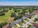 Aerial view of a neighborhood with mature trees and well-maintained lawns at 1225 Greenley Ave, Groveland, FL 34736