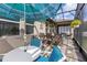 Inviting outdoor seating area perfect for entertaining with an umbrella and table at 528 Bridgeford Crossing Blvd, Davenport, FL 33837