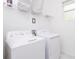 Clean laundry room featuring modern washer and dryer appliances and wire shelving at 1013 Leader St, Davenport, FL 33896