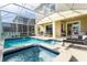 Beautiful pool and spa area with a screened enclosure and outdoor furniture for relaxing and entertaining at 1013 Leader St, Davenport, FL 33896