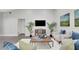 Bright living room features wood floors, neutral walls, modern furniture, and is filled with bright, natural light at 1027 Dees Dr, Oviedo, FL 32765