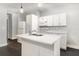 Modern kitchen with white cabinetry, island, stainless appliances, and dark hardwood floors at 2504 Yale Ave, Sanford, FL 32773