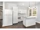 Modern kitchen with white cabinetry, island, stainless appliances, and dark hardwood floors at 2504 Yale Ave, Sanford, FL 32773