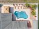 Overhead view of the sparkling pool, patio, and meticulously landscaped yard at 2945 Juniper Dr, Edgewater, FL 32141