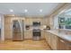 Well-appointed kitchen with stainless steel appliances and bright cabinets, with a view to backyard at 3015 Dawley Ave, Orlando, FL 32806