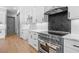 The kitchen boasts modern appliances, sleek white cabinets, and stainless steel range at 3608 Dubsdread Cir, Orlando, FL 32804