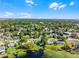 Aerial view showcasing a picturesque lakeside community with beautiful homes and verdant trees under a bright sky at 505 Lake Shore Dr, Maitland, FL 32751