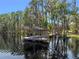 Large dock with seating, swim ladder and covered gazebo on the calm water at 6037 Lake Erie Rd, Groveland, FL 34736