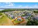 An aerial view of a home with a pool surrounded by a fenced-in yard in a neighborhood at 1910 Donahue Dr, Ocoee, FL 34761