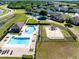 Aerial view of the community pool, playground, and lush green common areas at 19319 Briercrest Trl, Orlando, FL 32833