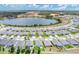 Scenic aerial view of a modern residential neighborhood surrounding a serene lake and nature at 2731 Rowan St, Tavares, FL 32778