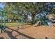 Community playground with swings, slides, and climbing structures on mulched ground at 849 Shadowmoss Dr, Winter Garden, FL 34787