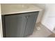 Bathroom vanity with gray cabinets, chrome pulls, and a white countertop sink at 15489 Hamlin Park Drive, Winter Garden, FL 34787